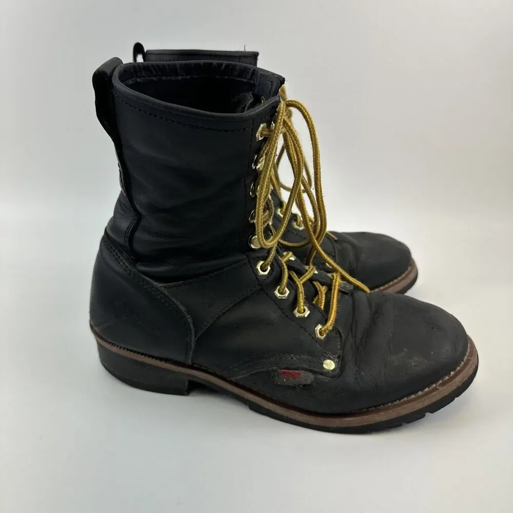 Field and Stream Black Leather Combat Boots Lace Up 1161 Mens 10 EE‎ Extra Wide